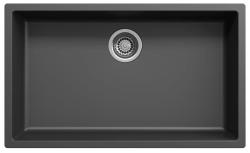 Ausmann Fibre noir grand évier 70x40cm sous-meuble, sur-meuble et encastré avec bouchon automatique en acier inoxydable 1208971861