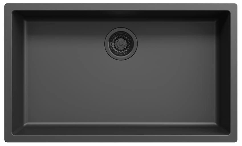 Évier Ausmann Fibre noir grande taille 70x40cm pour montage sous plan, montage en surface et montage à fleur avec bouchon automatique noir 1208971862