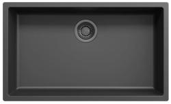 Ausmann Fibre noir grand évier 70x40cm encastré, surélevé et à niveau avec bouchon automatique en métal vieilli 1208971865