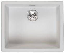 Évier Ausmann Fibre blanc 50x40cm sous plan, à poser et à encastrer avec bouchon automatique en inox 1208971898