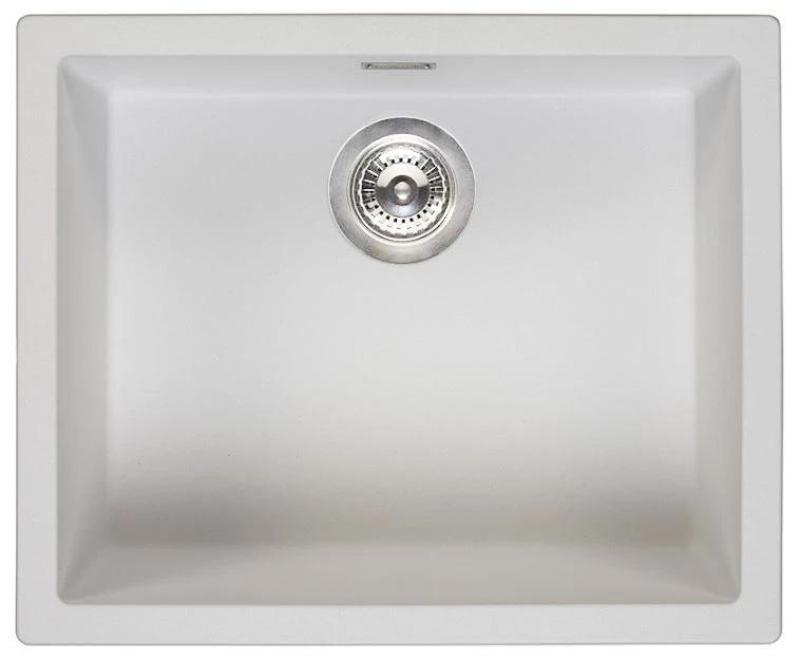 Ausmann Faser weißes Spülbecken 50x40cm Unterbau, Aufbau und flächenbündiger Einbau mit automatischem Edelstahlstöpsel 1208971898
