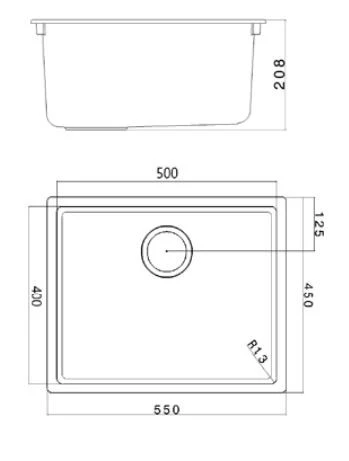Évier Ausmann Fibre blanc 50x40cm sous-plan, à poser et à fleur avec bouchon automatique doré 1208971901
