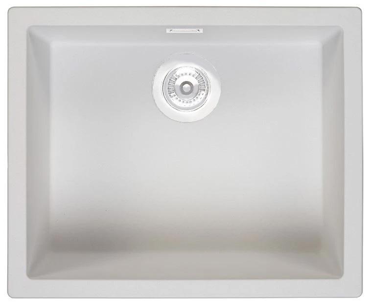 Évier Ausmann Fibre blanc 50x40cm sous plan, à poser et à encastrer avec bouchon automatique blanc 1208971903