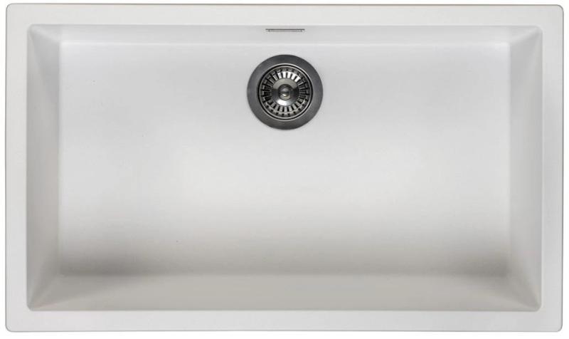 Ausmann Faser weiß großes Spülbecken 70x40cm Unterbau, Aufbau und flächenbündiger Einbau mit automatischem Edelstahl-Stöpsel 1208971904