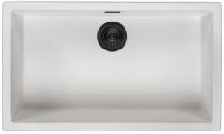 Ausmann Fibre blanc grande évier 70x40cm sous-comptoir, sur-comptoir et encastré avec bouchon automatique noir 1208971905