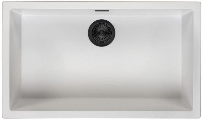 Ausmann Faser weißes großes Spülbecken 70x40cm Unterbau, Oberbau und flächenbündiger Einbau mit automatischem schwarzen Stecker 1208971905