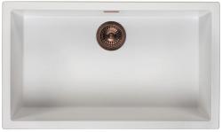 Ausmann Fibre blanc grand évier 70x40cm sous-comptoir, sur-comptoir et encastré avec bouchon en cuivre automatique 1208971906