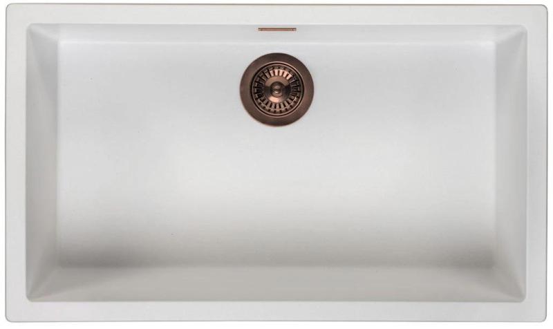 Ausmann Faser weiß großes Spülbecken 70x40cm Unterbau, Aufbau und flacher Einbau mit automatischem Kupferstöpsel 1208971906
