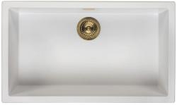 Ausmann Fibre blanc grand évier 70x40cm sous-comptoir, monté et encastré avec bouchon doré automatique 1208971907