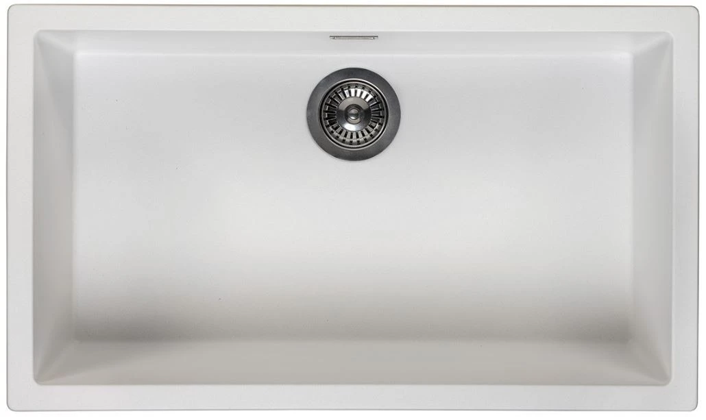 Ausmann Fibre blanc grand évier 70x40cm sous-meuble, sur-meuble et encastré avec bouchon automatique en métal couleur canon de fusil 1208971908