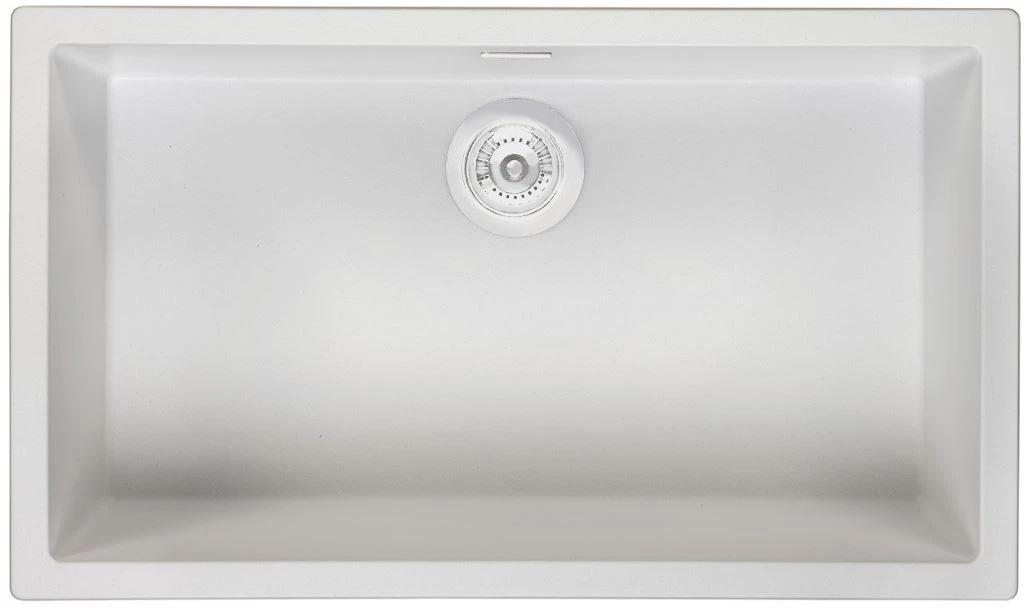 Ausmann Fibre blanc grand évier 70x40cm sous montage, montage en surface et montage à fleur avec bouchon automatique blanc 1208971909
