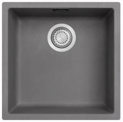 Ausmann Fibre évier en béton gris 40x40cm sous-plan, sur plan et encastré avec bouchon automatique en acier inoxydable 1208971910