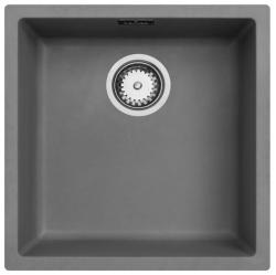 Ausmann Fibre évier en béton gris 40x40cm sous-plan, sur plan et encastré avec bouchon automatique en acier inoxydable 1208971910