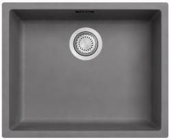 Évier en fibre de béton Ausmann gris 50x40cm encastré, surélevé et à ras du plan de travail avec bouchon automatique en acier inoxydable 1208971915