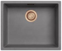 Ausmann Fibre évier en béton gris 50x40cm sous-plan, à poser et à encastrer avec bouchon automatique en cuivre 1208971917
