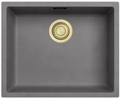 Évier en béton de fibre Ausmann gris 50x40cm pour montage sous plan, sur plan et à fleur avec bouchon automatique doré 1208971918