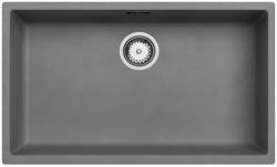 Ausmann Fibre béton gris grand évier 70x40cm sous-comptoir, montage en surface et encastré avec bouchon automatique en acier inoxydable 1208971920