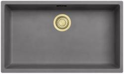 Ausmann Fibre béton grande cuve grise 70x40cm sous-évier, en surface et intégrée avec bouchon automatique doré 1208971923