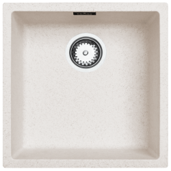 Évier Ausmann Fibre en sable blanc 40x40cm pour sous-évier, sur-évier et encastré avec bouchon automatique en acier inoxydable 1208971925