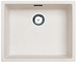 Évier Ausmann Fibre en sable blanc 50x40cm pour sous-meuble, montage surélevé et montage à fleur avec bouchon automatique en acier inoxydable 1208971930