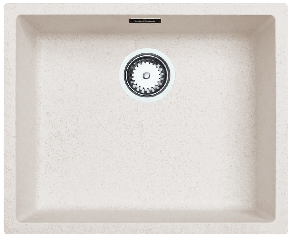 Évier Ausmann Fibre en sable blanc 50x40cm pour sous-meuble, montage surélevé et montage à fleur avec bouchon automatique en acier inoxydable 1208971930