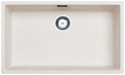 Ausmann Fibre sable blanc grande évier 70x40cm sous-meuble, montage surélevé et encastré avec bouchon automatique en acier inoxydable 1208971935