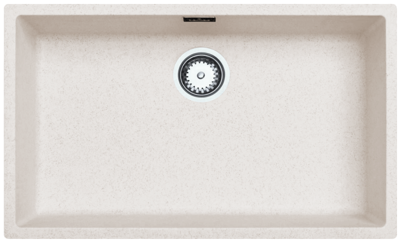 Ausmann Fibre Sand Weiß großes Spülbecken 70x40cm Unterbau, Aufbau und Flachbau mit automatischem Edelstahl-Plug 1208971935