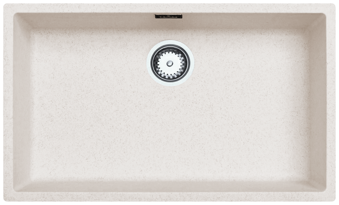 Ausmann Fibre sable blanc grande évier 70x40cm sous-meuble, montage surélevé et encastré avec bouchon automatique en acier inoxydable 1208971935