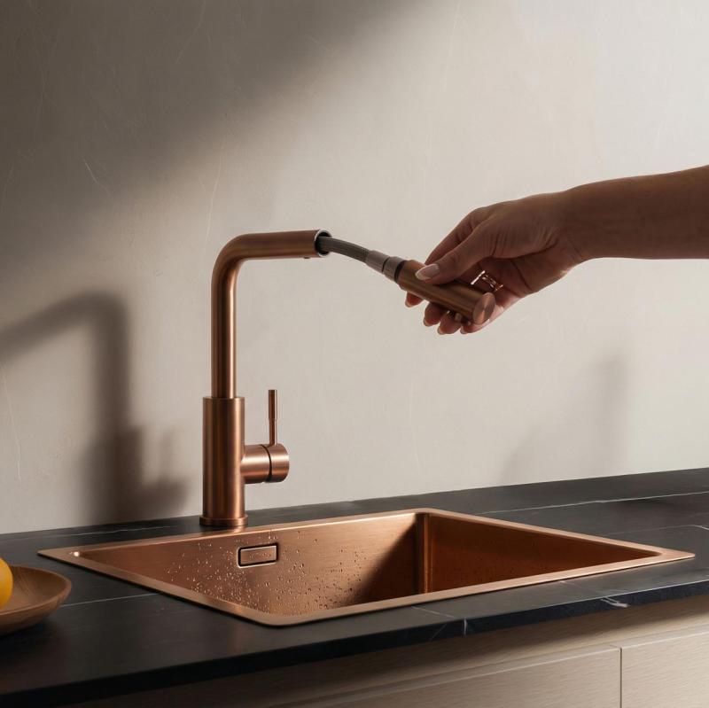 Pure.Sink Elite Steel Spark-S robinet de cuisine en cuivre PVD avec bec extractible PS8041-62