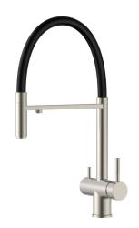 Pure.Sink Elite Steel Flex Robinet de cuisine en acier inoxydable à 3 voies avec bec flexible et eau filtrée PS8110-02