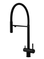 Pure.Sink Elite Steel Flex Robinet de cuisine 3 voies en acier noir mat avec bec flexible et eau filtrée PS8110-10