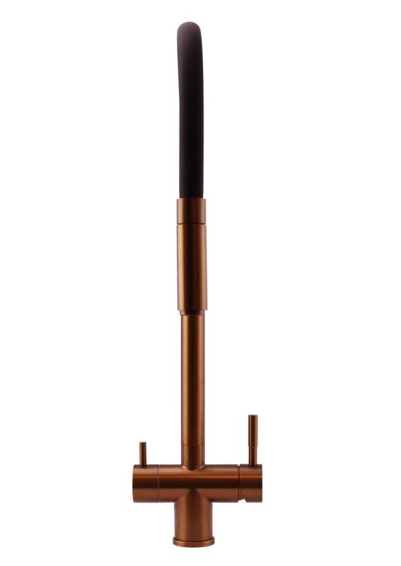 Pure.Sink Elite Steel Flex Robinet de cuisine en cuivre PVD à 3 voies avec bec flexible et eau filtrée PS8110-62