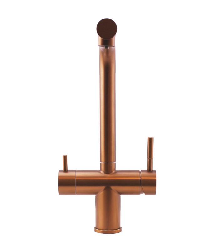 Pure.Sink Elite Steel Clear-S PVD Cuivre 3-voies Robinet de Cuisine avec Bec Rétractable et Eau Filtrée PS8120-62