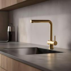Pure.Sink Elite Steel Pulse-S robinet de cuisine en or brossé PVD avec bec extractible et jet d'eau PS8500-60