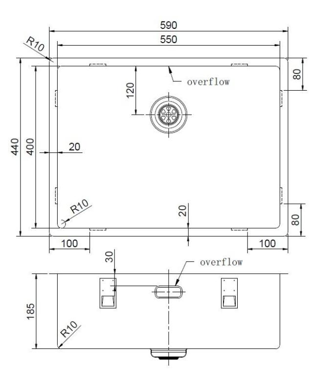 Pure.Sink Exclusivo Évier en bronze 55 x 40 cm, rayon de 10 mm, encastrable, à encastrer et en saillie PEX5540-61