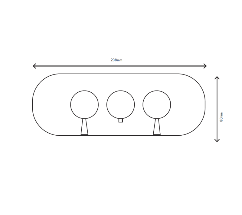 MURO TUA Mitigeur thermostatique encastré pour douche avec 2 robinets d'arrêt chromés M1.B34T.S.CR