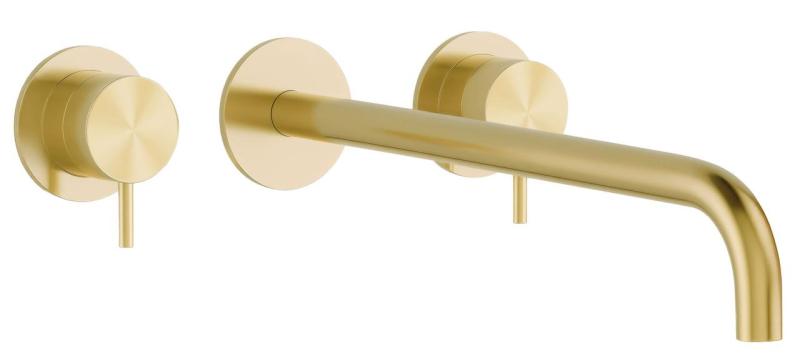 Waterevolution Flow 3-Loch-Einbau-Waschtischarmatur PVD Weißgold mit Auslauf 21 cm T1163FWGE-21