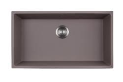GraniteMy Universal Grand évier en granit taupe 74 x 40 cm, à poser, à encastrer ou à encastrer à fleur, avec bonde en acier inoxydable 1208972249