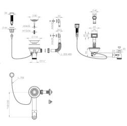 Pure.Sink Universal Ensemble d'évacuation noir mat comprenant un bouton-poussoir avec bouchon, ainsi qu'un trop-plein rectangulaire et rond WSTAUT-31