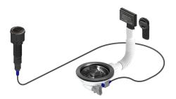 Pure.Sink Universal Gun Metal Ablaufgarnitur inklusive Druckknopf-Ablauf mit Stopfen sowie rechteckigem und rundem Überlauf WSTAUT-61