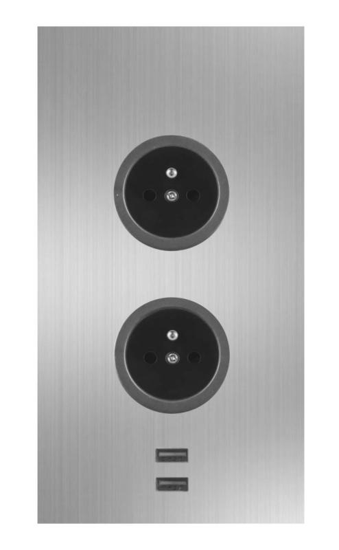 Indux Corner Colonne d'alimentation avec 2 prises de terre et 2 chargeurs USB en acier inoxydable 1208972301