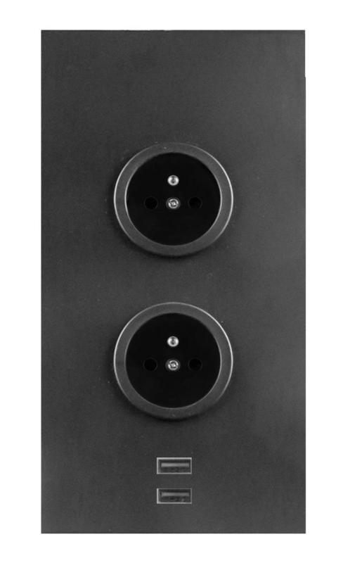 Indux Corner Colonne d'alimentation avec 2 prises de courant, mise à la terre et 2 chargeurs USB Noir 1208972302