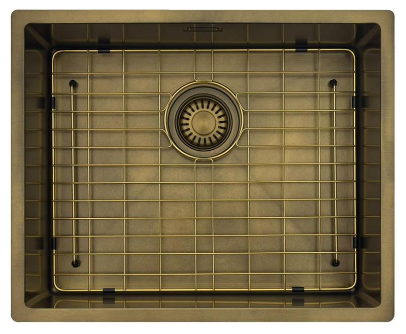 Pure.Sink Luxion PVD Évier antique en bronze 50 x 40 cm, encastrable, à encastrer à plat et à poser avec grille de fond PLX5040-64