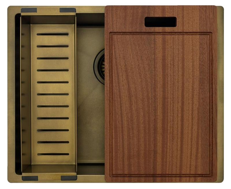 Pure.Sink Luxion PVD Évier antique en bronze 50 x 40 cm, encastrable, à encastrer à plat et à poser avec grille de fond PLX5040-64