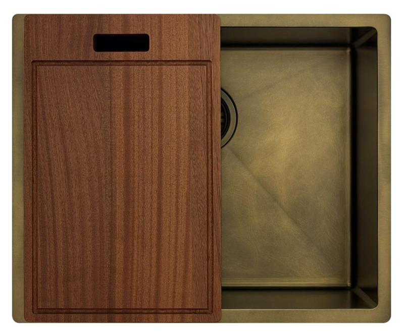 Pure.Sink Luxion PVD Évier antique en bronze 50 x 40 cm, encastrable, à encastrer à plat et à poser avec grille de fond PLX5040-64