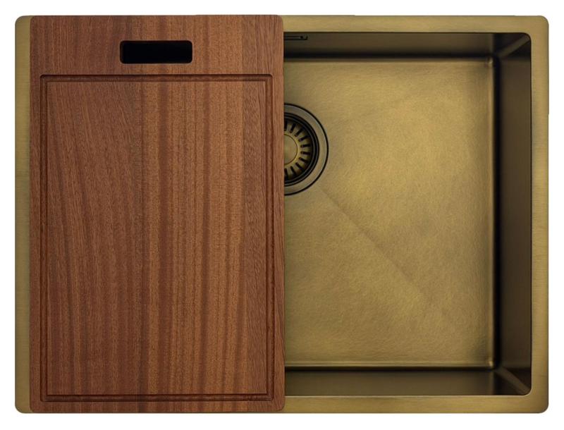 Pure.Sink Luxion PVD Évier antique en bronze 55 x 40 cm, encastrable sous plan, à encastrer à fleur ou en applique, avec grille de fond PLX5540-64