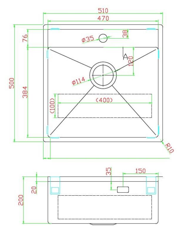 Pure.Sink Luxion PVD Évier antique en bronze 51 x 50 cm Tapwing avec banc de robinetterie et grille de fond PLX5150T-64