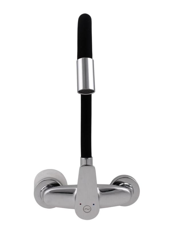 Aquanello Casa Robinet mural de cuisine chromé avec bec flexible haut CR-1301-CS