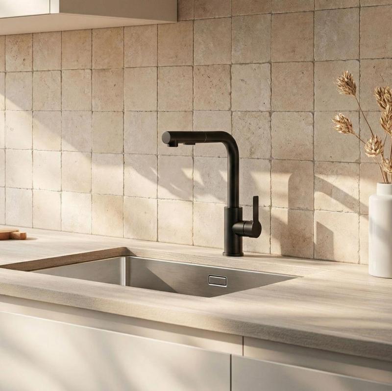 Graniteland Celeste Mitigeur de cuisine noir avec bec extractible et douchette à double fonction 1208972454