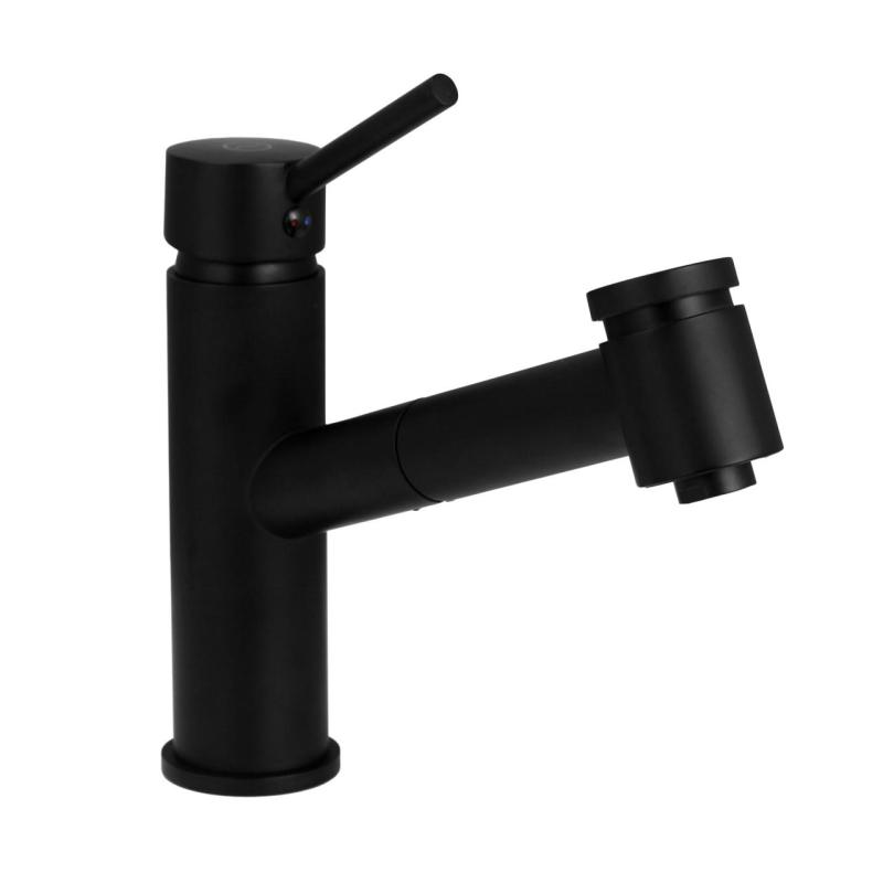 Aquanello Voss Mitigeur de cuisine noir avec bec extractible et fonction douchette BL-7200-VS